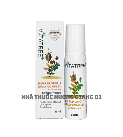 Keo ong dạng xịt giảm ho Vitatree Super Propolis Spray complex with Honey của Úc 30ml