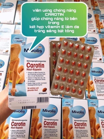 Viên uống chống nắng Mivolis Carotin 60 viên nội địa Đức
