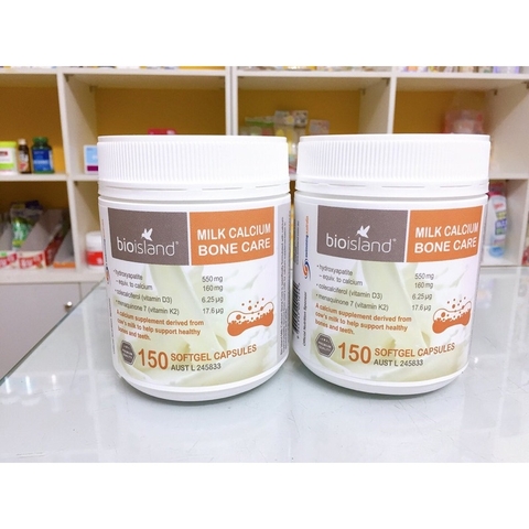 Canxi hữu cơ Bioisland Milk Calcium Bone Care 150 Viên Úc Mẫu Mới