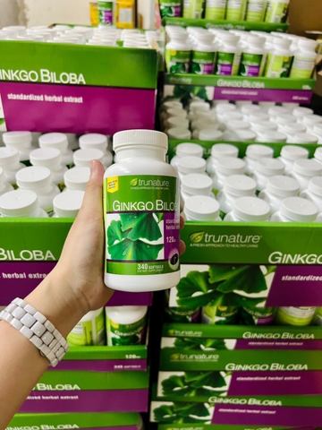 Bổ não Ginkgo Biloba Trunature Tăng Cường Tuần Hoàn Não Mỹ 340 Viên