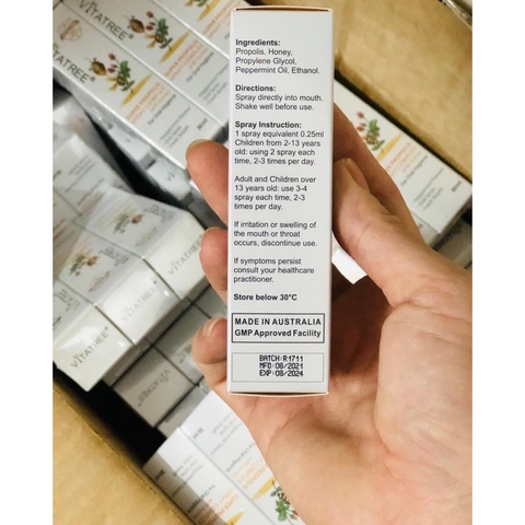 Xịt Keo Ong Vitatree Super Propolis With Manuka Honey Úc Giảm Đau Rát Họng