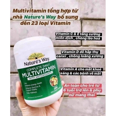 Viên Uống Vitamin Tổng Hợp Và Tảo Biển Nature’s Way Complete Daily Multivitamin Chính Hãng Úc 200v