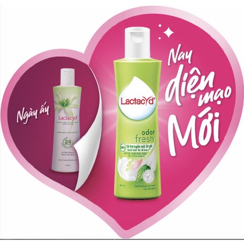 Dung dịch vệ sinh phụ nữ Lactacyd Odor Fresh (Lá trầu) giúp ngăn mùi 24h