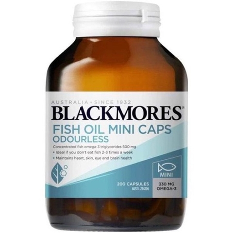 Dầu Cá mini cap Blackmores Fish Oil 1000mg- 400 viên nhỏ không mùi mẫu mới chính hãng Úc