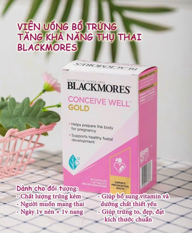 Viên uống hỗ trợ tăng khả năng thụ thai cho nữ Blackmores Conceive Well™ Gold của Úc 56 viên