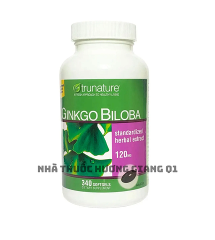 Bổ não Ginkgo Biloba Trunature Tăng Cường Tuần Hoàn Não Mỹ 340 Viên