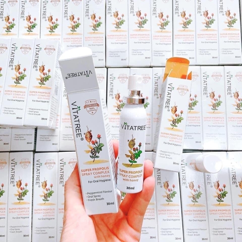 Xịt Keo Ong Vitatree Super Propolis With Manuka Honey Úc Giảm Đau Rát Họng