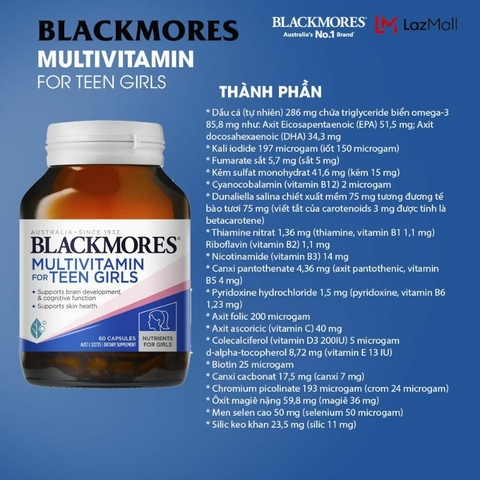 Vitamin Tổng Hợp  Blackmores Dành Cho Tuổi Dậy Thì Trẻ Từ 12 Tuổi