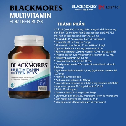 Vitamin Tổng Hợp  Blackmores Dành Cho Tuổi Dậy Thì Trẻ Từ 12 Tuổi