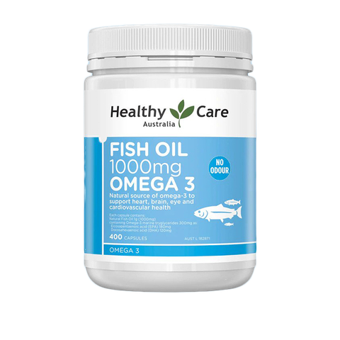 Dầu cá Omega 3 Healthy Care Fish Oil Omega-3 1000mg của Úc 400 viên