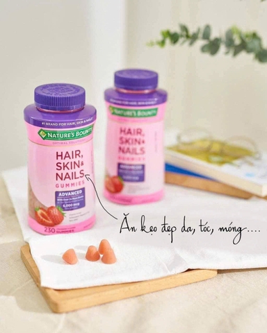 Kẹo Dẻo Hair Skin & Nails Gummies Nature's Bounty 6000mg 230 Viên Hàng Mỹ- Kẹo đẹp da tóc móng