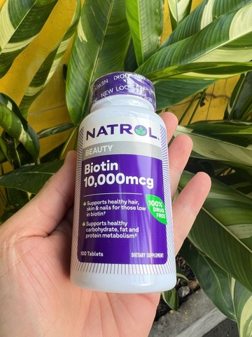 Viên uống hỗ trợ mọc tóc Natrol Biotin 10000 mcg của Mỹ 100 viên