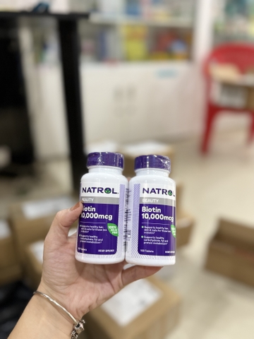 Viên uống hỗ trợ mọc tóc Natrol Biotin 10000 mcg của Mỹ 100 viên