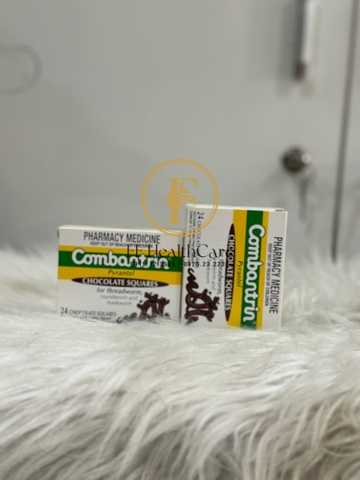 Kẹo tẩy giun vị socola Combantrin Chocolate Squares của Úc 24 miếng