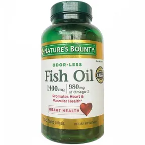 Dầu Cá Omega 3 Nature's Bounty Fish Oil 1400mg 130 viên không mùi- Bổ tim mạch, mắt, khớp
