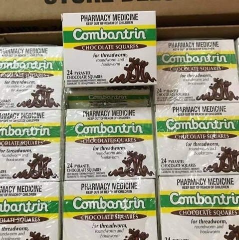 Kẹo tẩy giun vị socola Combantrin Chocolate Squares của Úc 24 miếng