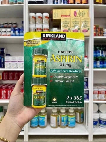 Viên Aspirin Kirkland 81mg Bảo Vệ Tim Mạch, Ngăn Ngừa Đột Quỵ - Set 2 hộp