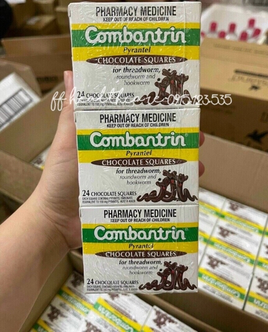 Kẹo tẩy giun vị socola Combantrin Chocolate Squares của Úc 24 miếng