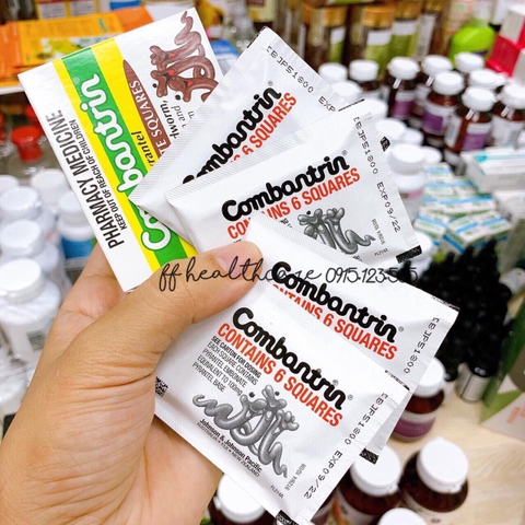 Kẹo tẩy giun vị socola Combantrin Chocolate Squares của Úc 24 miếng