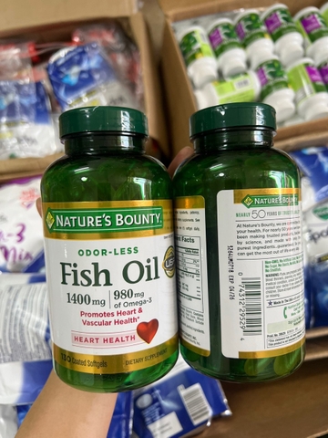 Dầu Cá Omega 3 Nature's Bounty Fish Oil 1400mg 130 viên không mùi- Bổ tim mạch, mắt, khớp