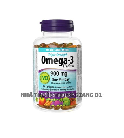 Dầu cá Triple strength Omega-3 EPA/DHA 900mg Webber Naturals Canada- Nhập khẩu đầy đủ tem phụ