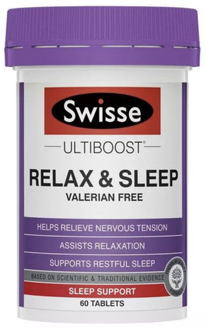 Viên Uống Ngủ ngon giảm strees Swisse Ultiboost Relax & Sleep 60 Viên