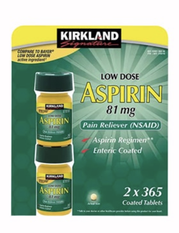 Viên Aspirin Kirkland 81mg Bảo Vệ Tim Mạch, Ngăn Ngừa Đột Quỵ - Set 2 hộp