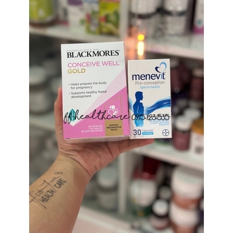 Combo Menevit + Hàu Úc Oyster Plus + Bổ Trứng Blackmores Conceive Well Gold-Tăng thụ thai 3 món