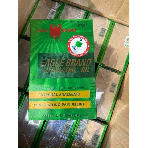 Dầu gió xanh con ó 2 nắp Eagle Brand Medicated Oil 24ml của Mỹ