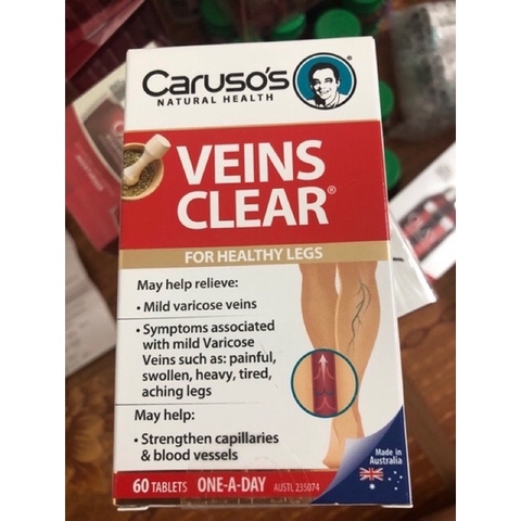 Viên uống hỗ trợ cải thiện giãn tĩnh mạch Venis clear Caruso's Úc 60 viên