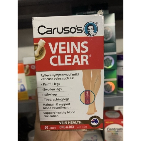 Viên uống hỗ trợ cải thiện giãn tĩnh mạch Venis clear Caruso's Úc 60 viên
