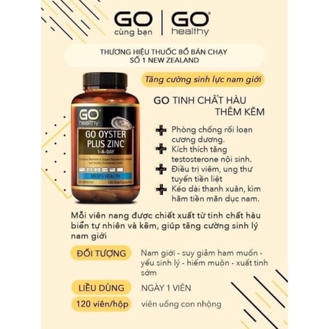 Tinh Chất Hàu GO Healthy Oyster Plus 120 Viên - Tăng cường sinh lý nam giới