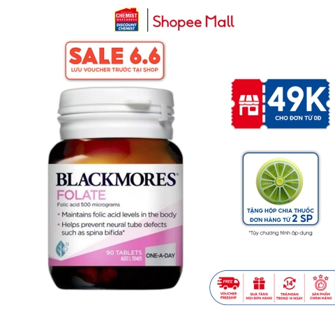 Bổ sung Acid folic Blackmores Folate giúp phòng tránh dị tật thai nhi 90 viên