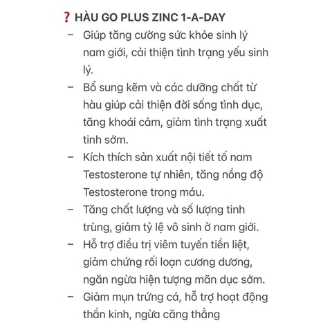 Tinh Chất Hàu GO Healthy Oyster Plus 120 Viên - Tăng cường sinh lý nam giới
