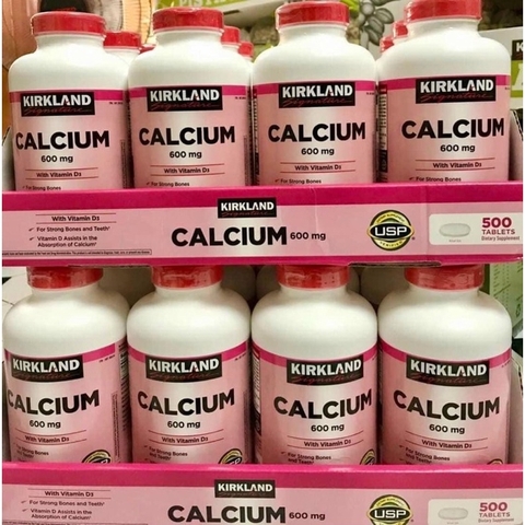 Viên uống Canxi hồng Kirkland Calcium 600mg Vitamin D3 500viên- Bổ sung Canxi, ngừa loãng xương