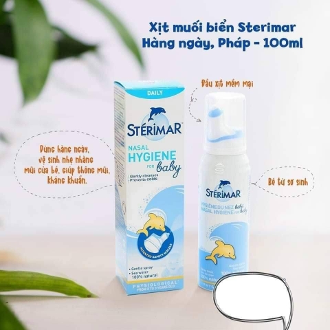 Xịt muối mũi Sterimar nước biển sâu xịt mũi cá heo vàng, cam Sterimar pháp 100ml