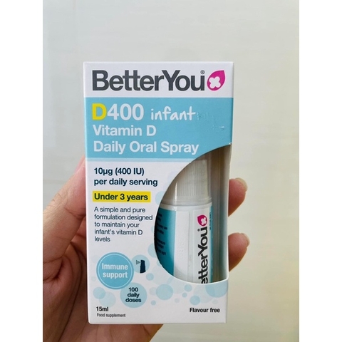 Vitamin D dạng xịt Dlux Better You cho bé từ 0 - 3 tuổi- tăng hấp thụ canxi, giúp xương chắc khoẻ, giảm còi xương