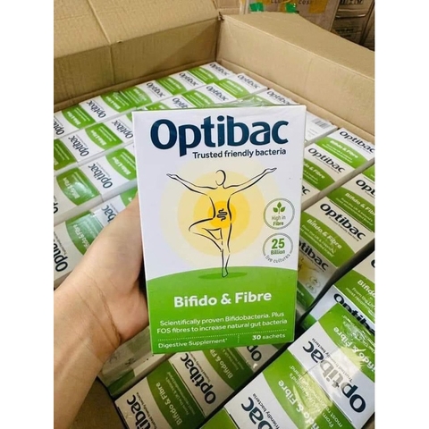 Men Optibac xanh hỗ trợ táo bón hộp 30 gói - Men vi sinh Optibac & Fibre nội địa Anh