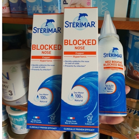 Xịt muối mũi Sterimar nước biển sâu xịt mũi cá heo vàng, cam Sterimar pháp 100ml