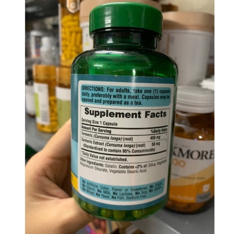 Viên Uống Tinh Chất Nghệ Vàng Puritan's Pride Turmeric Curcumin 500mg 180 viên của Mỹ- giảm đau dạ dày