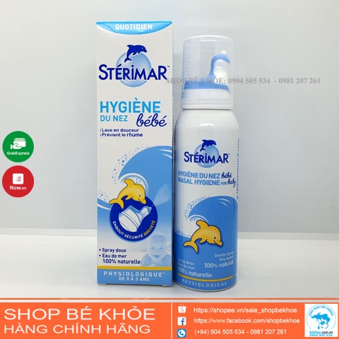 Xịt muối mũi Sterimar nước biển sâu xịt mũi cá heo vàng, cam Sterimar pháp 100ml
