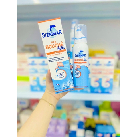 Xịt muối mũi Sterimar nước biển sâu xịt mũi cá heo vàng, cam Sterimar pháp 100ml