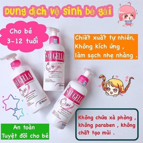 Dung dich vệ sinh Saugella cho bé gái từ 3 tuổi