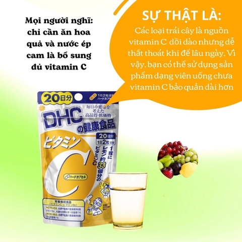 Viên Uống DHC Vitamin C Giúp Sáng Da Mờ Thâm 30 Nhật Bản
