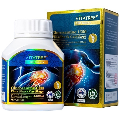 Viên uống xương khớp Glucosamin 1500MG Plus Shark Catilage Vitatree 100 Viên