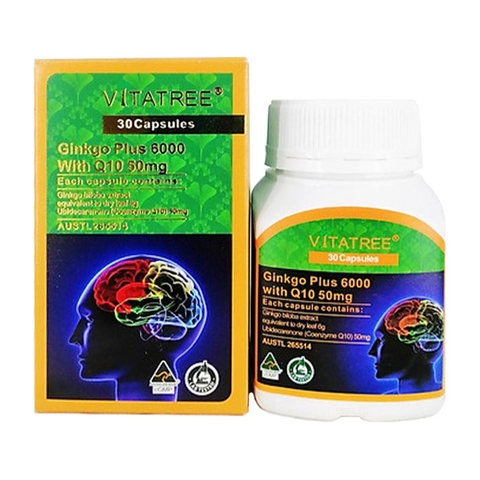 Viên uống bổ não Vitatree Ginkgo Plus 6000 Mg with CQ10 50mg