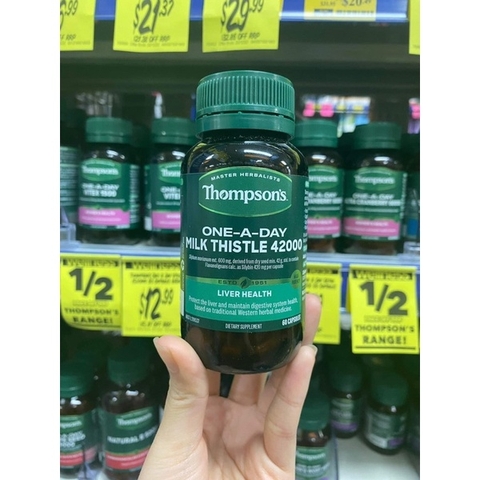 Viên uống bổ gan Thompson Milk Thistle 4200- Bổ gan, giải độc gan Úc 60 Viên