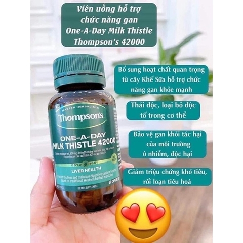 Viên uống bổ gan Thompson Milk Thistle 4200- Bổ gan, giải độc gan Úc 60 Viên