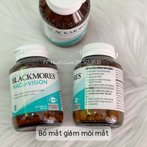 Viên Uống Bổ Mắt Blackmores Macu Vision 125 Viên- bổ mắt, tăng cường thị lực, giảm mỏi mắt