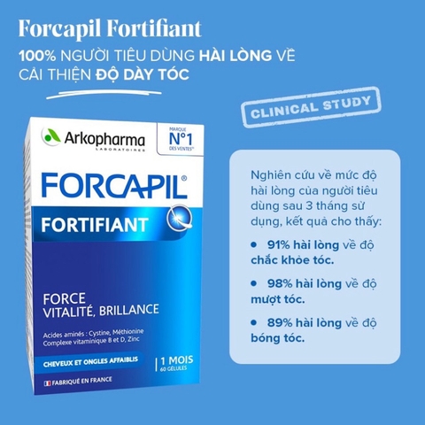 Viên uống FORCAPIL FORTIFIANT Arkopharma Giúp Mọc Tóc, Giảm Rụng Tóc